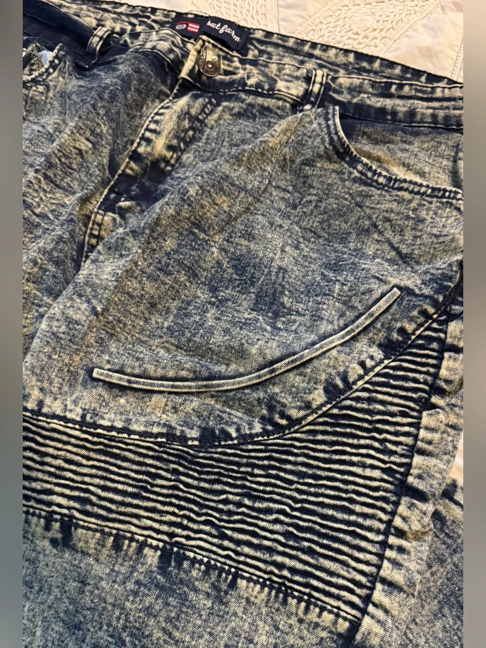Phat Farm Acid-Wash Moto Jeans